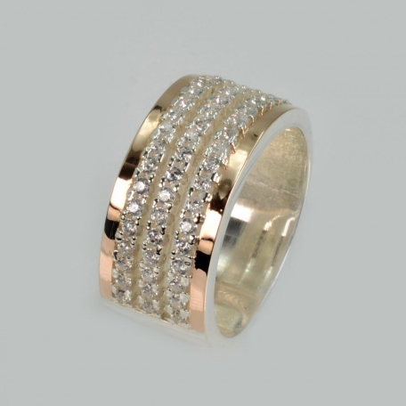 Срібна каблучка з золотими вставками