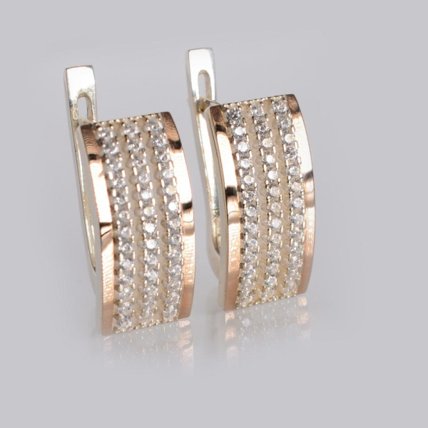 Серебряные серьги с золотыми пластинами