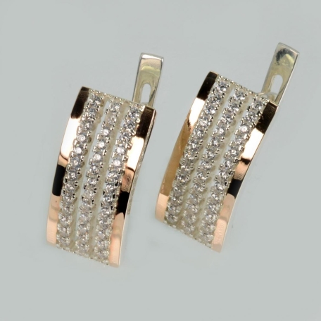 Срібні сережки з золотими пластинами