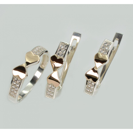 Серебряный набор с золотыми пластинами