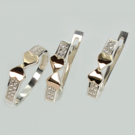 Серебряный набор с золотыми пластинами