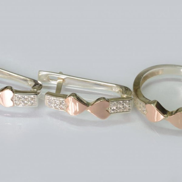 Серебряный набор с золотыми пластинами