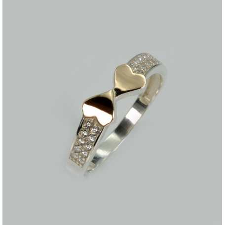 Серебряное кольцо с золотыми вставками