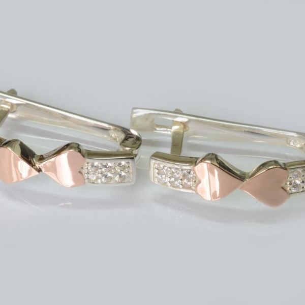 Срібні сережки з золотими пластинами