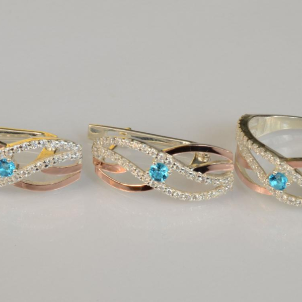 Серебряный набор с золотыми пластинами