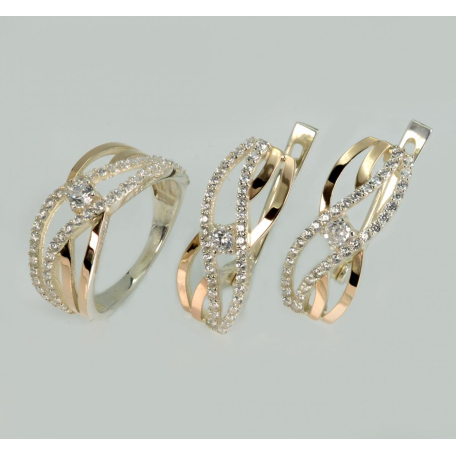 Серебряный набор с золотыми пластинами