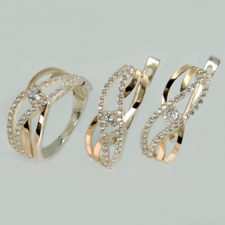 Срібний набір з золотими пластинами