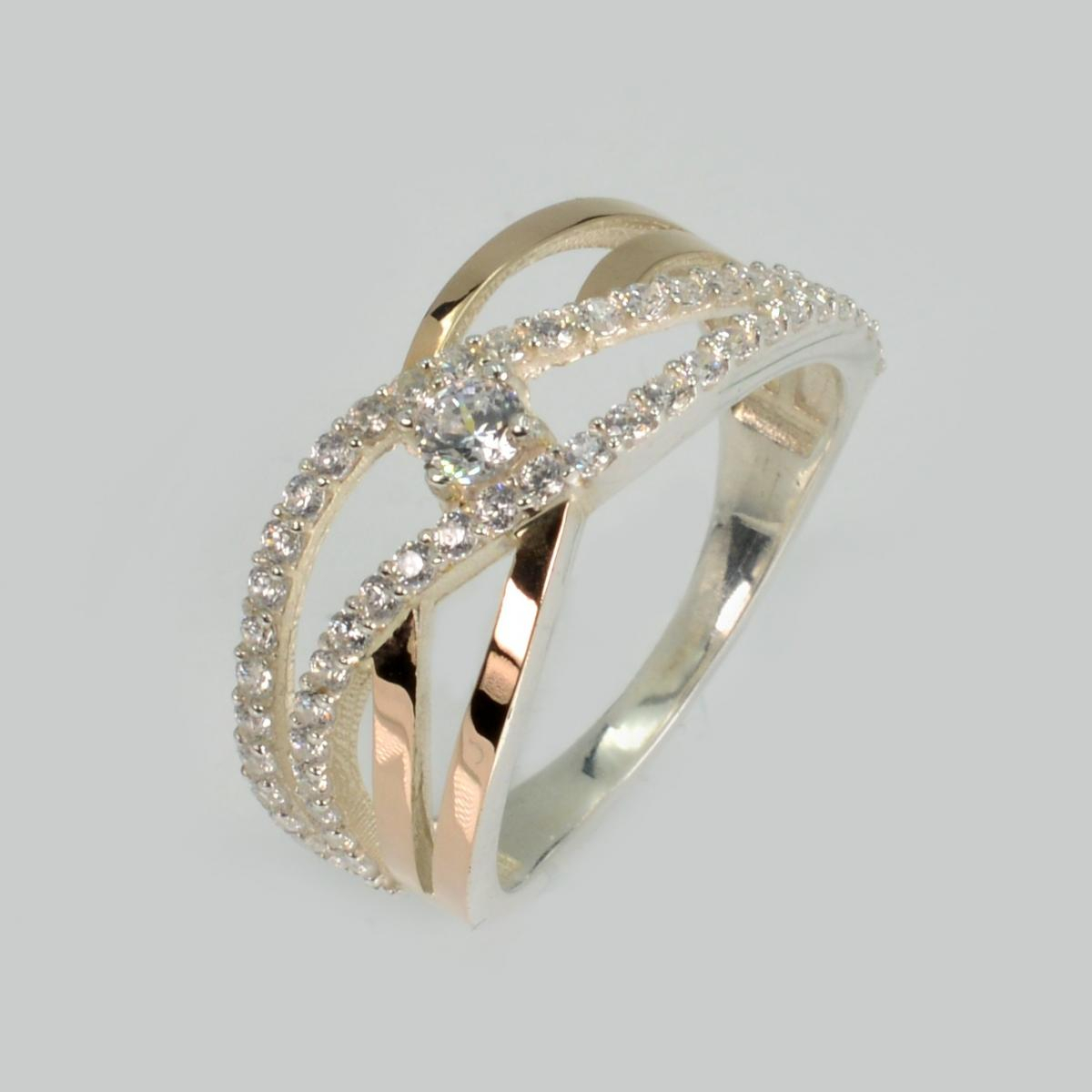 Срібна каблучка з золотими вставками