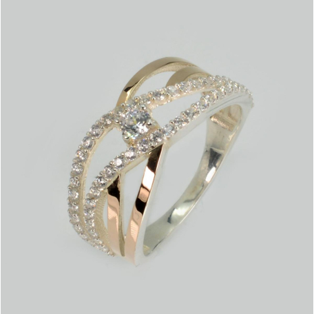 Серебряное кольцо с золотыми вставками