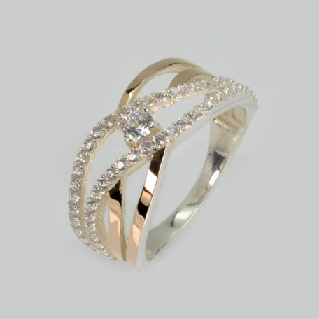 Срібна каблучка з золотими вставками