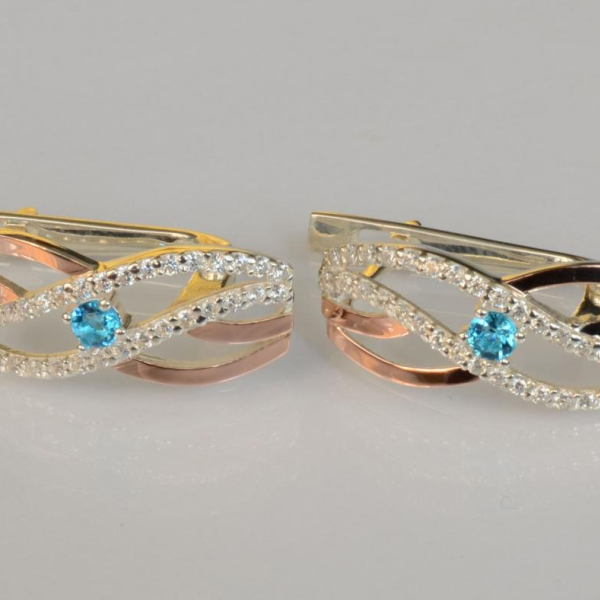 Серебряные серьги с золотыми пластинами