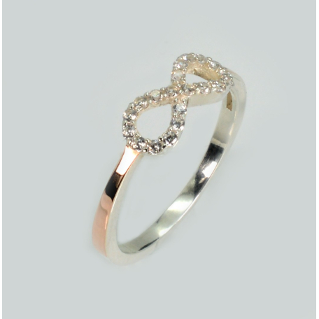 Серебряное кольцо с золотыми вставками