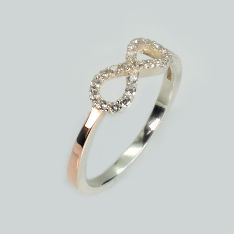 Срібна каблучка з золотими вставками