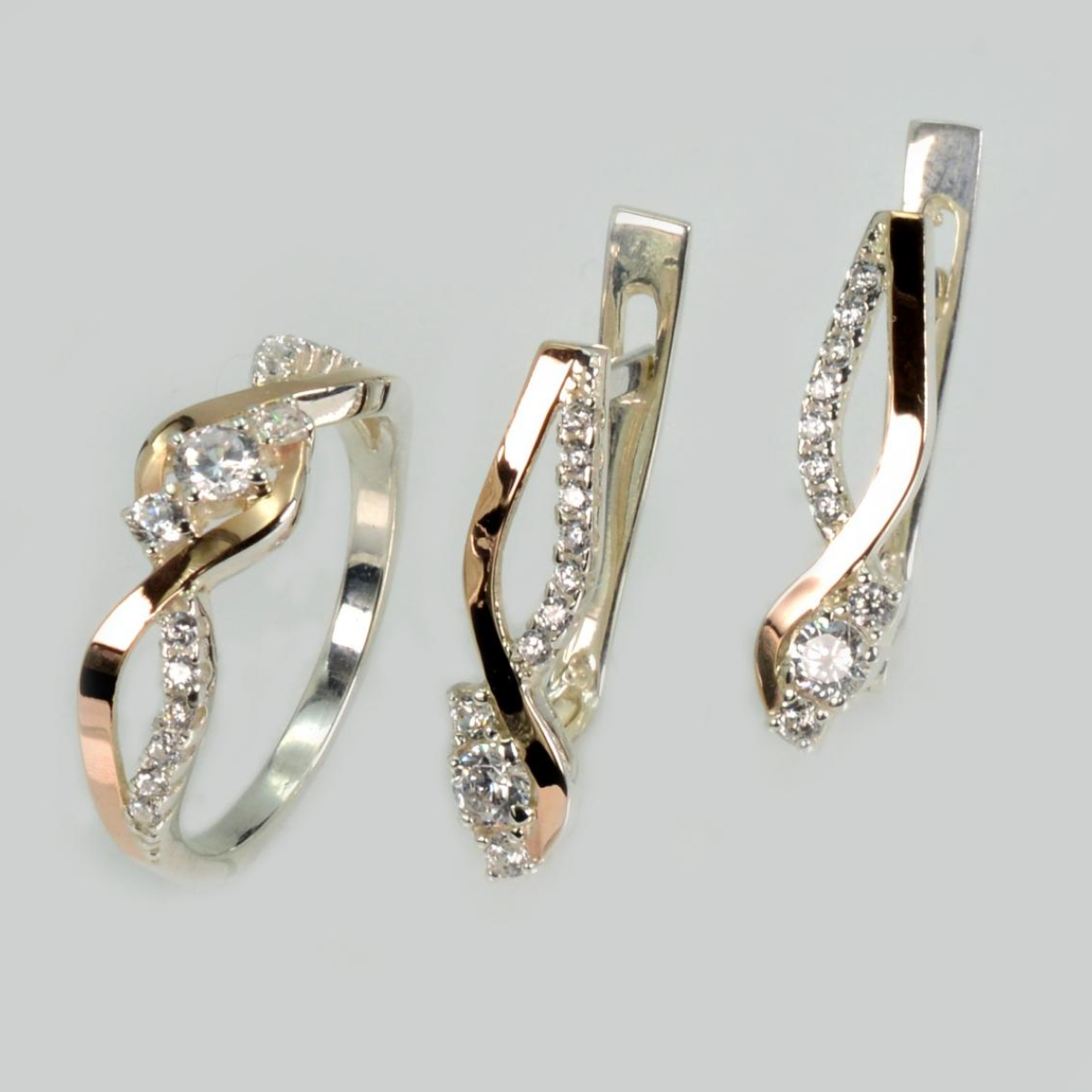 Серебряный набор с золотыми пластинами