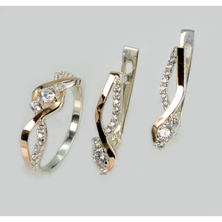 Серебряный набор с золотыми пластинами