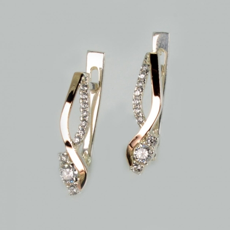 Срібні сережки з золотими пластинами