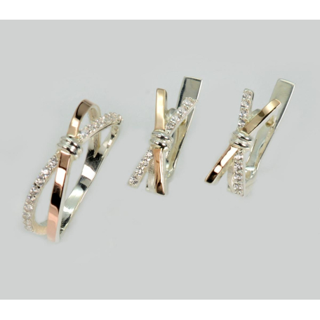 Серебряный набор с золотыми пластинами