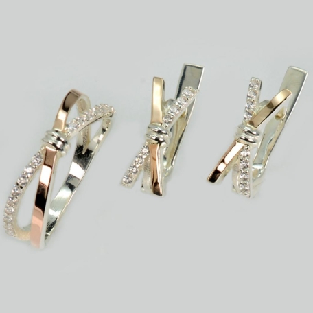 Серебряный набор с золотыми пластинами