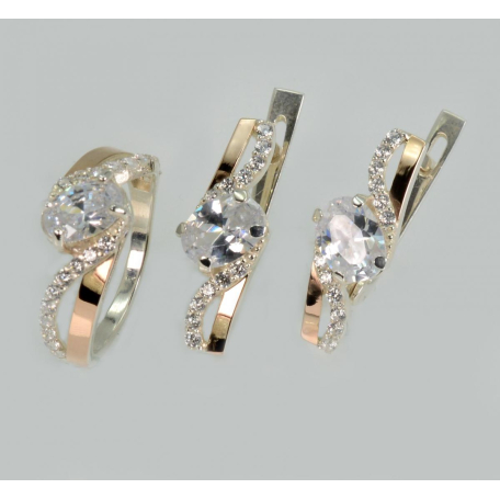 Серебряный набор с золотыми пластинами