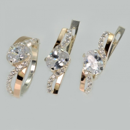 Срібний набір з золотими пластинами