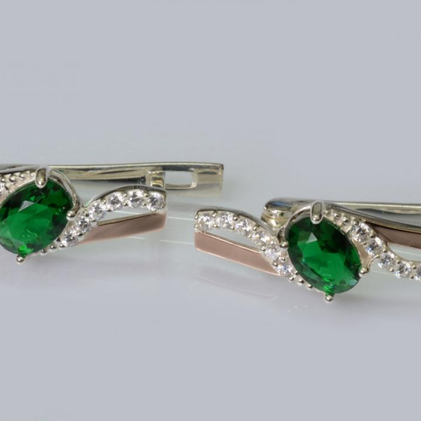 Срібні сережки з золотими пластинами