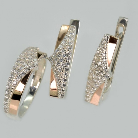 Серебряный набор с золотыми пластинами