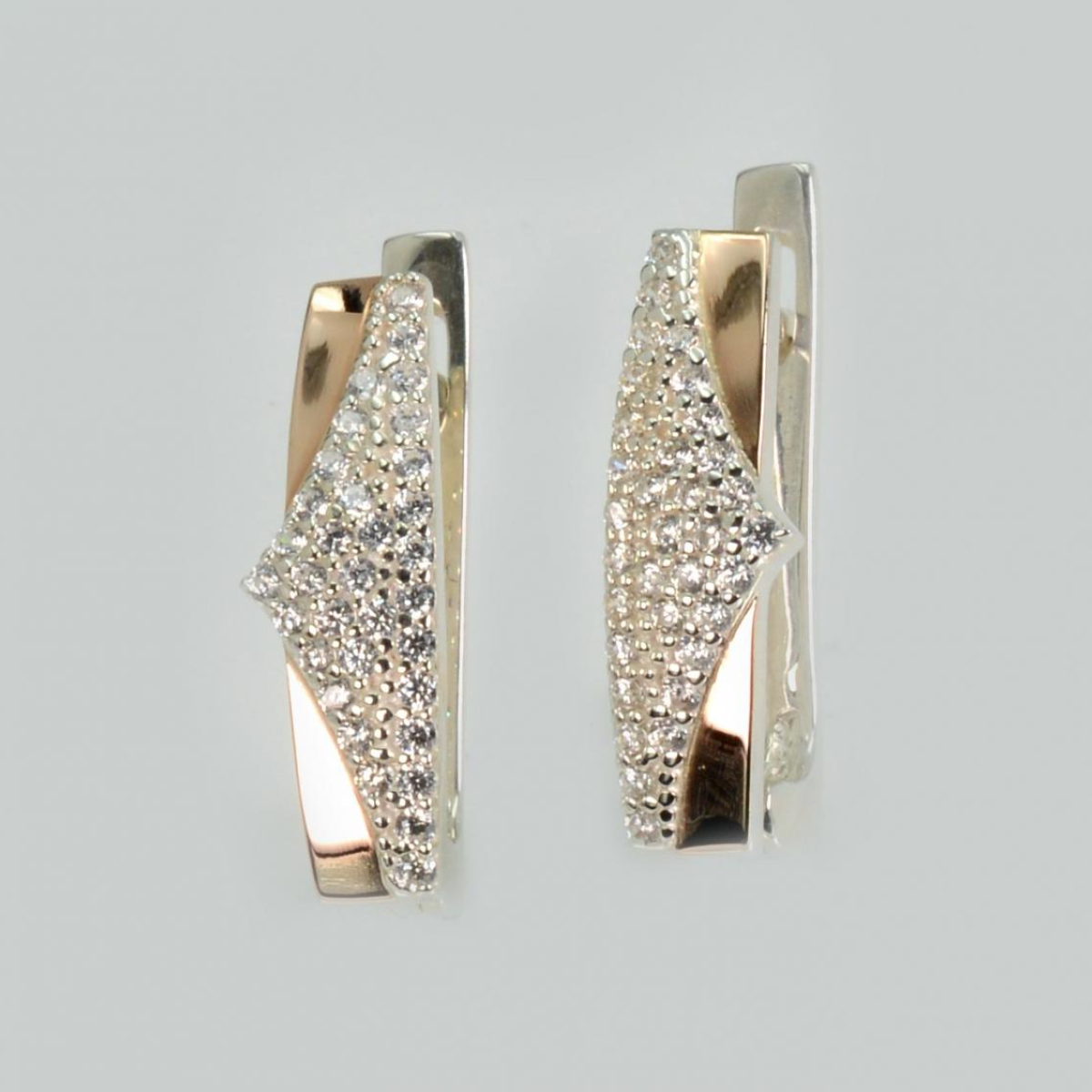 Срібні сережки з золотими пластинами