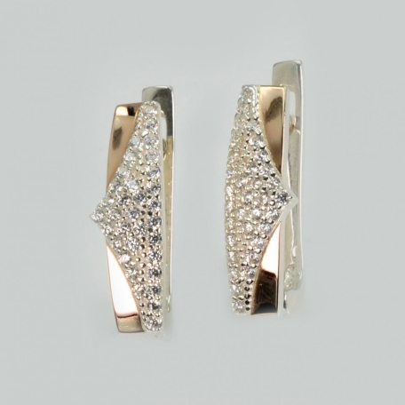 Срібні сережки з золотими пластинами