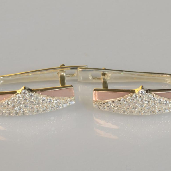 Срібні сережки з золотими пластинами