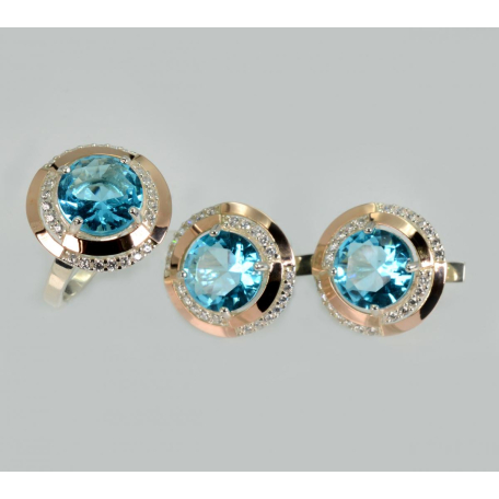 Серебряный набор с золотыми пластинами