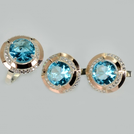 Серебряный набор с золотыми пластинами