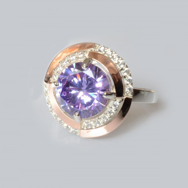 Срібна каблучка з золотими вставками