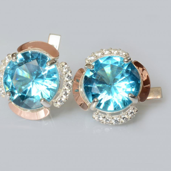 Срібні сережки з золотими пластинами