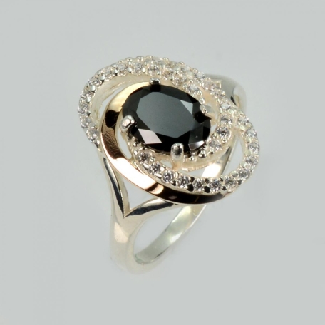 Срібна каблучка з золотими вставками