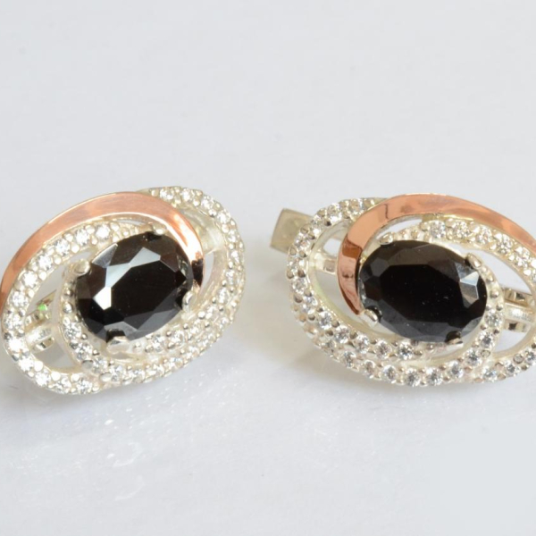 Срібні сережки з золотими пластинами