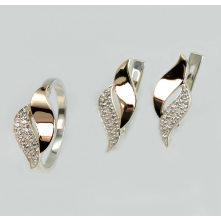 Серебряный набор с золотыми пластинами