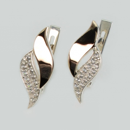 Срібні сережки з золотими пластинами