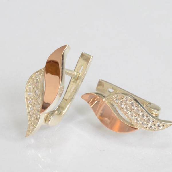 Серебряные серьги с золотыми пластинами