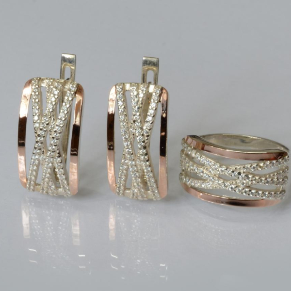 Серебряный набор с золотыми пластинами