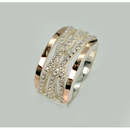 Серебряное кольцо с золотыми вставками