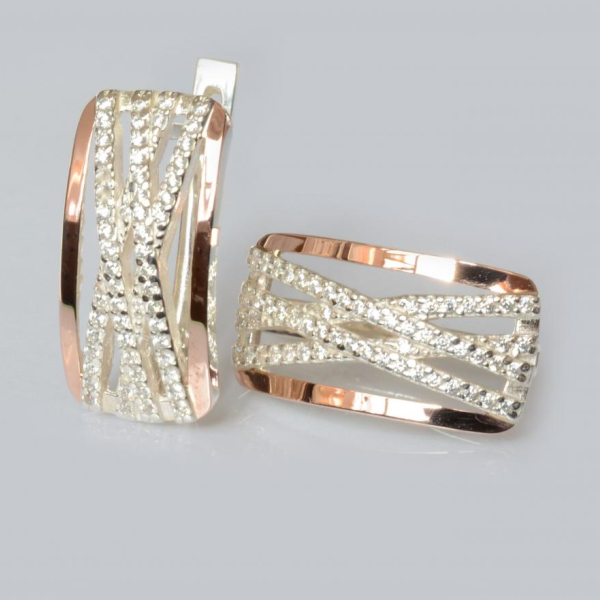 Срібні сережки з золотими пластинами