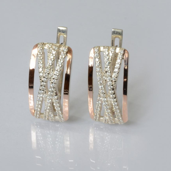 Срібні сережки з золотими пластинами