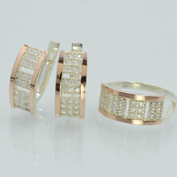 Серебряный набор с золотыми пластинами