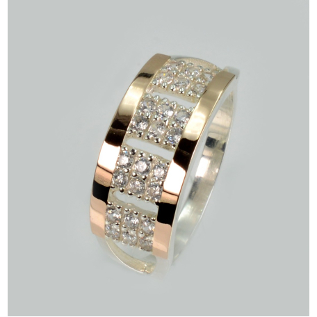 Серебряное кольцо с золотыми вставками