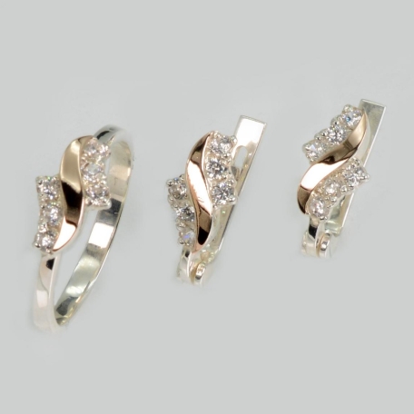 Срібний набір з золотими пластинами