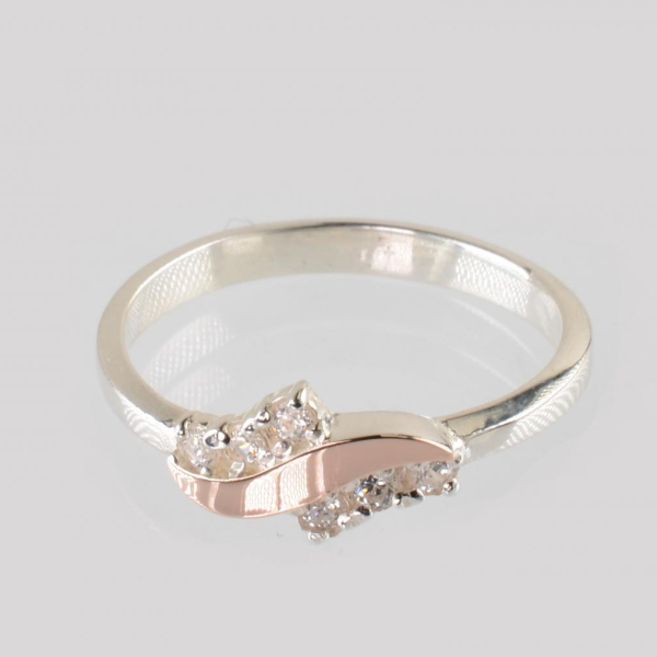 Срібна каблучка з золотими вставками