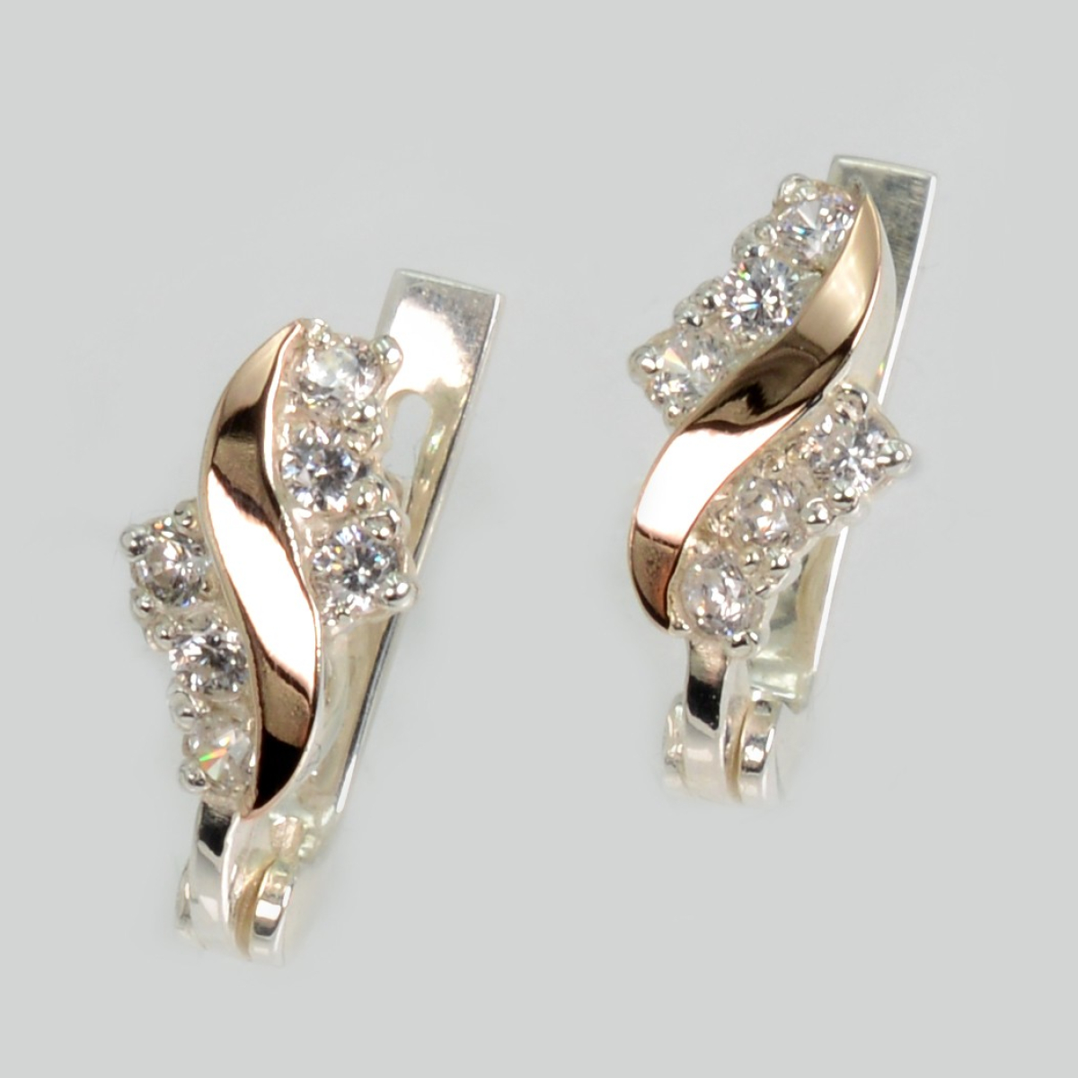 Серебряные серьги с золотыми пластинами