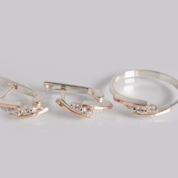 Серебряный набор с золотыми пластинами