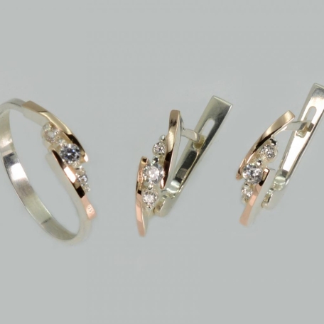 Серебряный набор с золотыми пластинами