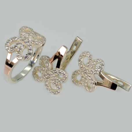 Срібний набір з золотими пластинами